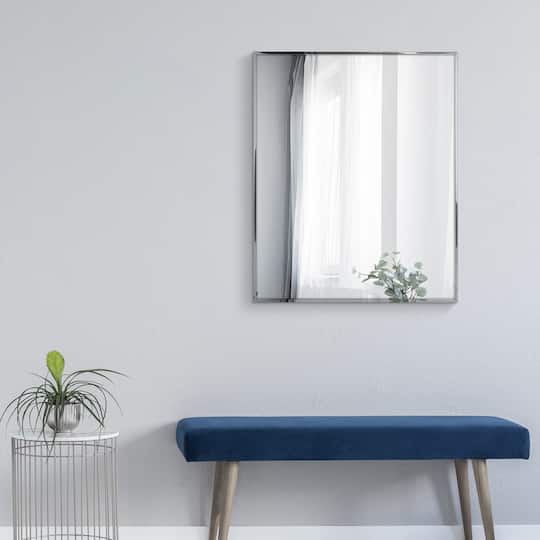 Head West® Glossy Chrome Float Rectangular Wall Mirror